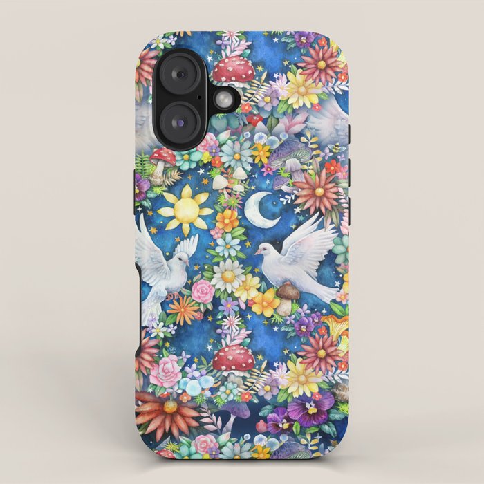 Watercolor Floral PEACE Sign illustration iPhone Case Gallery Image 1