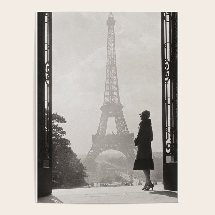 1920 Woman at the Gate, Eiffel Tower black and white photography / jazz age black & white photograph Poster Gallery Image 4