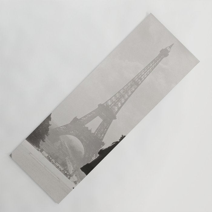 1920 Woman at the Gate, Eiffel Tower black and white photography / jazz age black & white photograph Yoga Mat Gallery Image 1