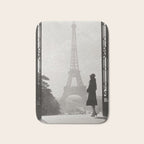 1920 Woman at the Gate, Eiffel Tower black and white photography / jazz age black & white photograph Bath Mat Gallery Image 1