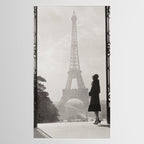1920 Woman at the Gate, Eiffel Tower black and white photography / jazz age black & white photograph Tablecloth Gallery Image 2
