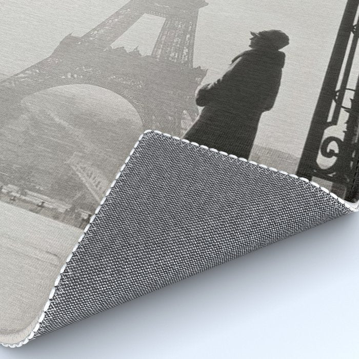 1920 Woman at the Gate, Eiffel Tower black and white photography / jazz age black & white photograph Rug Gallery Image 4