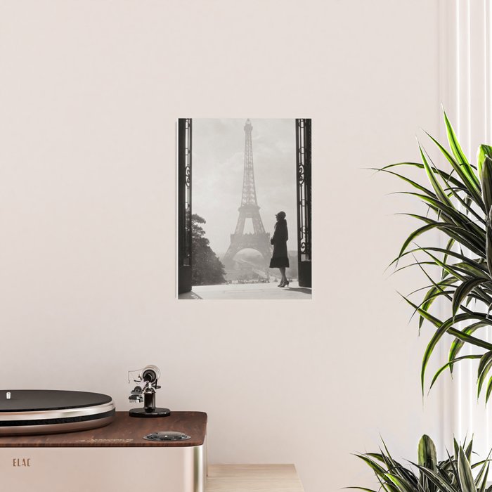 1920 Woman at the Gate, Eiffel Tower black and white photography / jazz age black & white photograph Poster Gallery Image 2