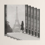 1920 Woman at the Gate, Eiffel Tower black and white photography / jazz age black & white photograph Wrapping Paper Gallery Image 3