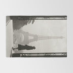 1920 Woman at the Gate, Eiffel Tower black and white photography / jazz age black & white photograph Rug Gallery Image 2