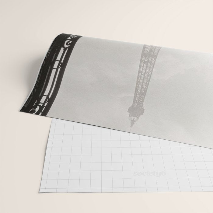 1920 Woman at the Gate, Eiffel Tower black and white photography / jazz age black & white photograph Wrapping Paper Gallery Image 2