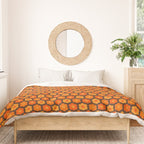 Such Cute Flowers Retro Floral Geo Honeycomb Pattern in 70s Orange and Brown Duvet Cover Gallery Image 3