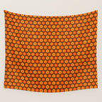 Such Cute Flowers Retro Floral Geo Honeycomb Pattern in 70s Orange and Brown Wall Tapestry Gallery Image 4