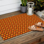 Such Cute Flowers Retro Floral Geo Honeycomb Pattern in 70s Orange and Brown Outdoor Rug Gallery Image 2