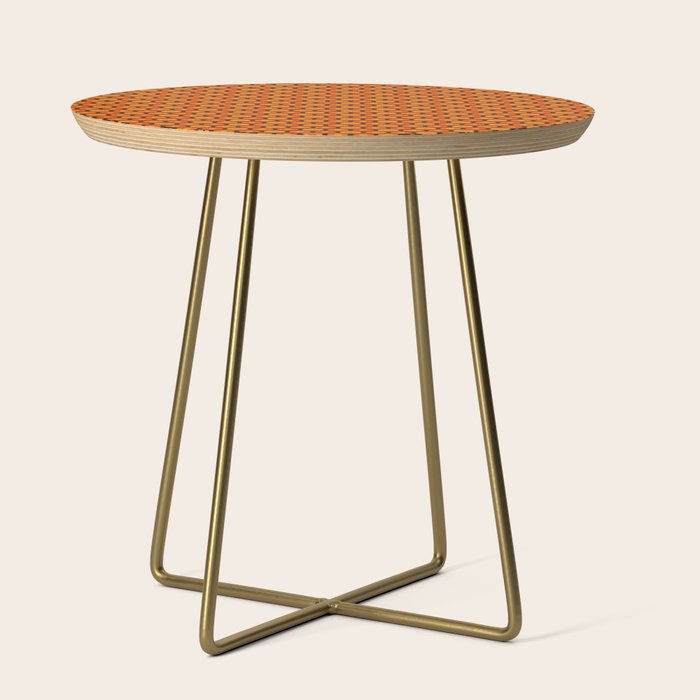 Such Cute Flowers Retro Floral Geo Honeycomb Pattern in 70s Orange and Brown Side Table Gallery Image 1