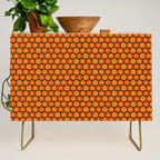 Such Cute Flowers Retro Floral Geo Honeycomb Pattern in 70s Orange and Brown Credenza Gallery Image 1