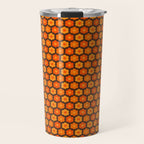 Such Cute Flowers Retro Floral Geo Honeycomb Pattern in 70s Orange and Brown Travel Mug Gallery Image 1