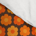 Such Cute Flowers Retro Floral Geo Honeycomb Pattern in 70s Orange and Brown Comforter Gallery Image 4