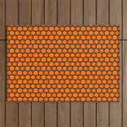 Such Cute Flowers Retro Floral Geo Honeycomb Pattern in 70s Orange and Brown Outdoor Rug Gallery Image 1