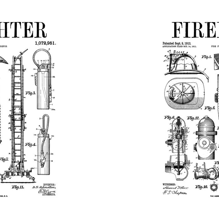 Firefighter Fire Department Fireman Vintage Patent Print Coffee Mug Gallery Image 2