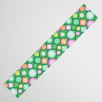 Happy Holidays Retro Ornaments - Multi-Pink on Green Table Runner Gallery Image 3