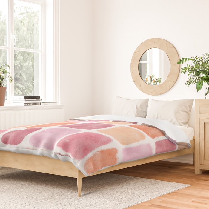 Watercolor Grid Pattern in Warm Pastels Duvet Cover Gallery Image 2