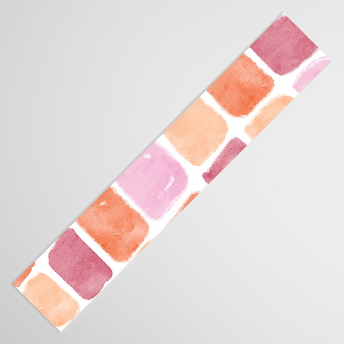 Watercolor Grid Pattern in Warm Pastels Table Runner Gallery Image 3