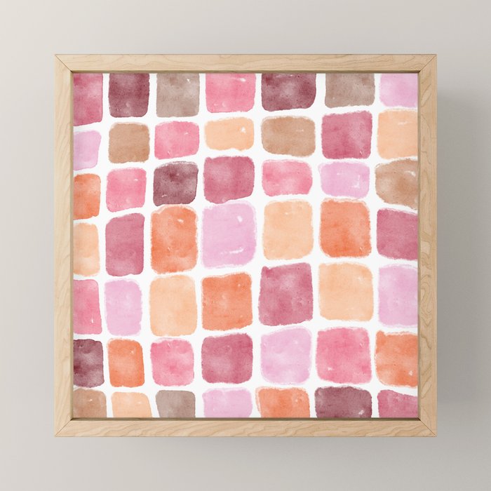 Watercolor Grid Pattern in Warm Pastels Mini Art Print Gallery Image 1
