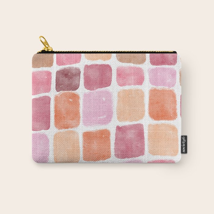 Watercolor Grid Pattern in Warm Pastels Carry All Pouch Gallery Image 1