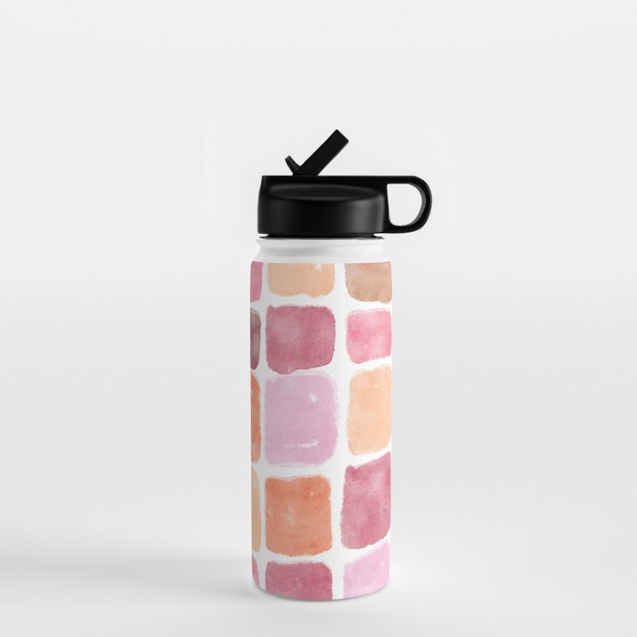 Watercolor Grid Pattern in Warm Pastels Water Bottle Gallery Image 1