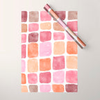 Watercolor Grid Pattern in Warm Pastels Wrapping Paper Gallery Image 1
