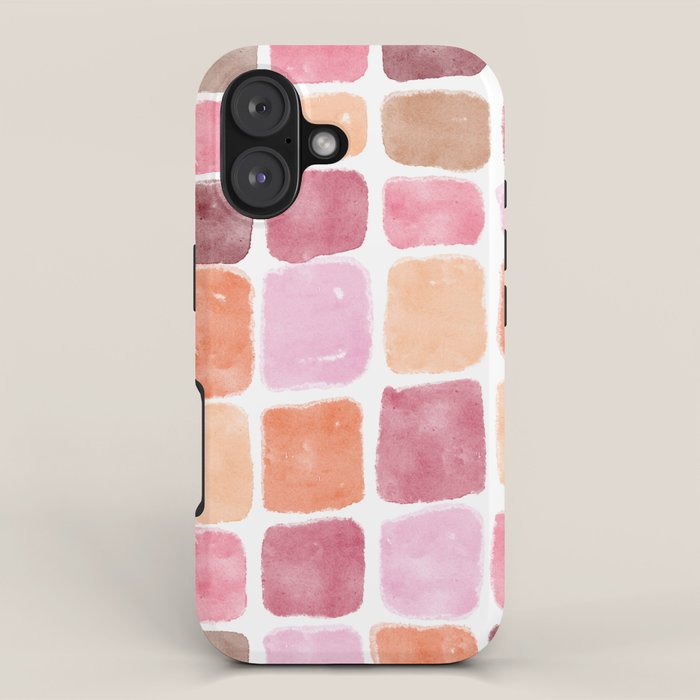 Watercolor Grid Pattern in Warm Pastels iPhone Case Gallery Image 1