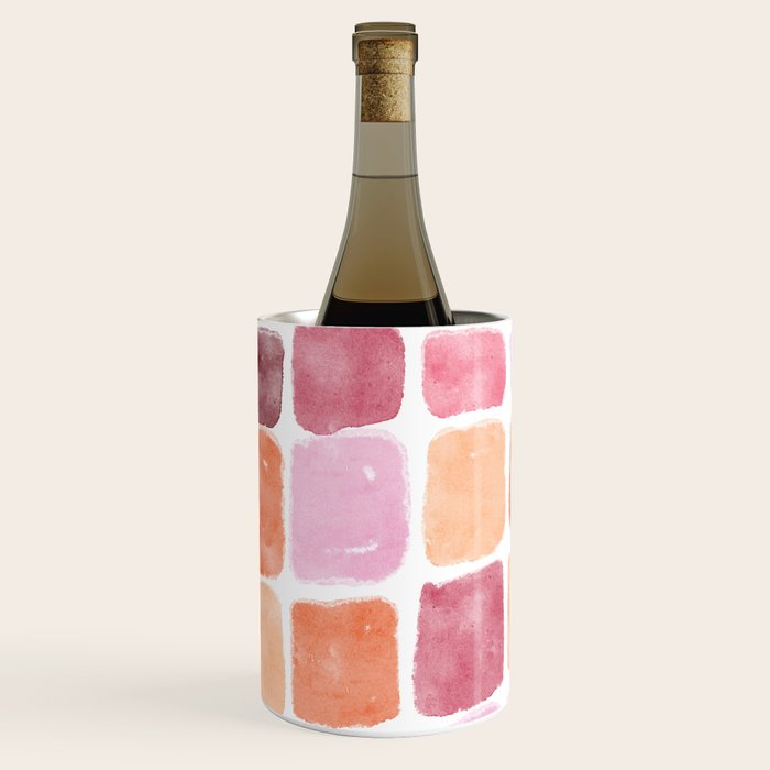 Watercolor Grid Pattern in Warm Pastels Wine Chiller Gallery Image 1