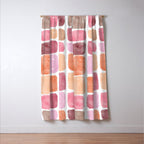 Watercolor Grid Pattern in Warm Pastels Window Curtain Gallery Image 3