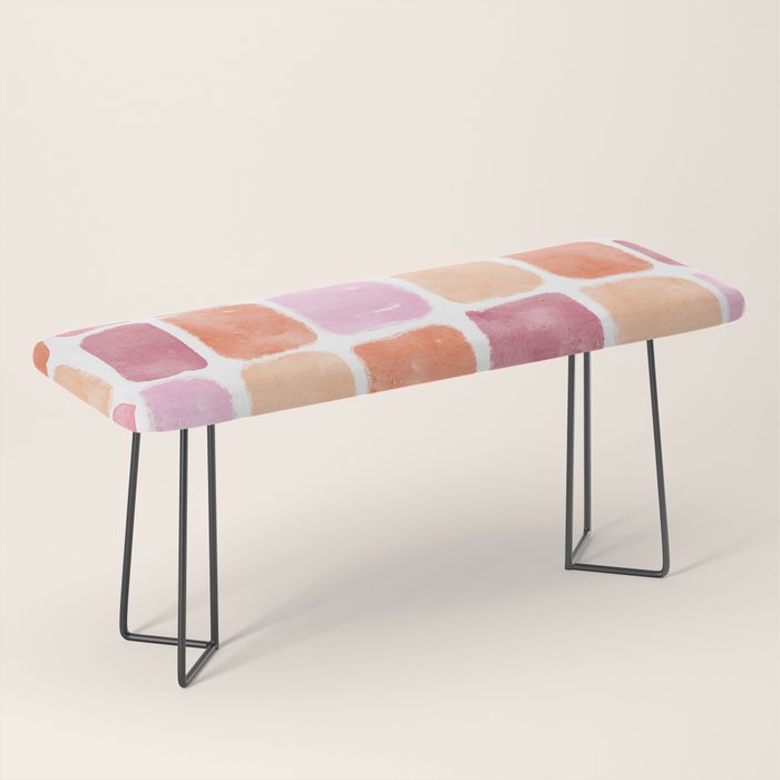 Watercolor Grid Pattern in Warm Pastels Bench Gallery Image 1