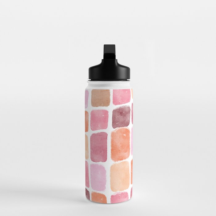 Watercolor Grid Pattern in Warm Pastels Water Bottle Gallery Image 3