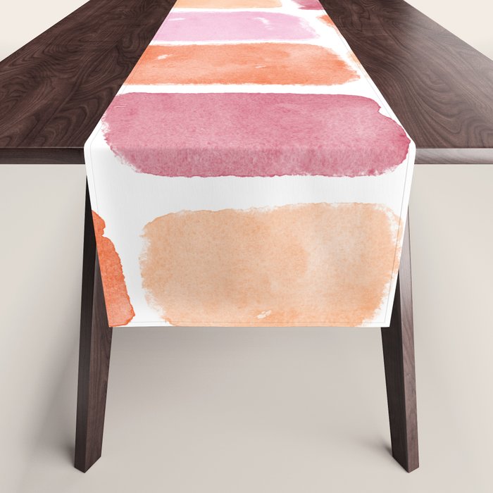 Watercolor Grid Pattern in Warm Pastels Table Runner Gallery Image 1