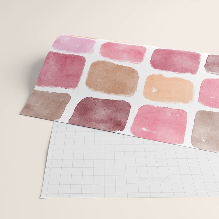 Watercolor Grid Pattern in Warm Pastels Wrapping Paper Gallery Image 2