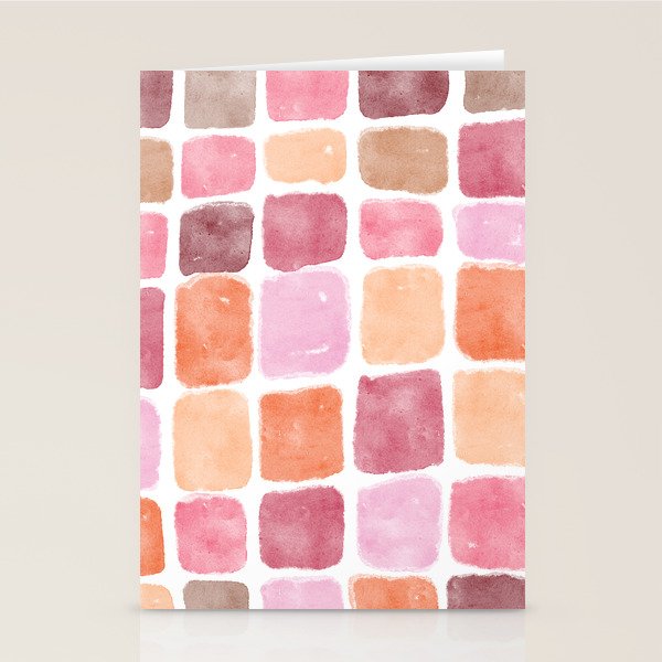 Watercolor Grid Pattern in Warm Pastels Stationery Card Gallery Image 1