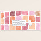 Watercolor Grid Pattern in Warm Pastels Desk Mat Gallery Image 1