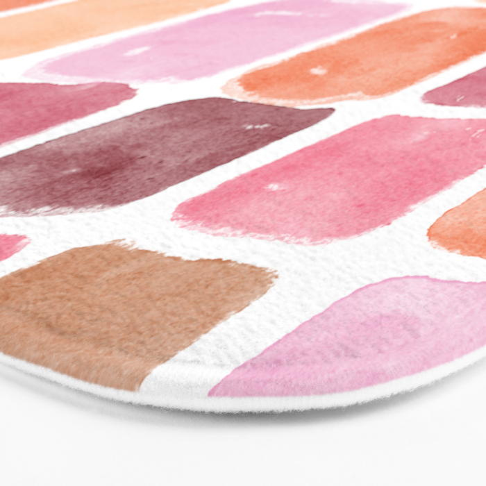Watercolor Grid Pattern in Warm Pastels Bath Mat Gallery Image 3