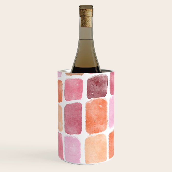 Watercolor Grid Pattern in Warm Pastels Wine Chiller Gallery Image 2
