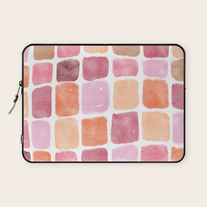 Watercolor Grid Pattern in Warm Pastels Laptop Sleeve Gallery Image 1