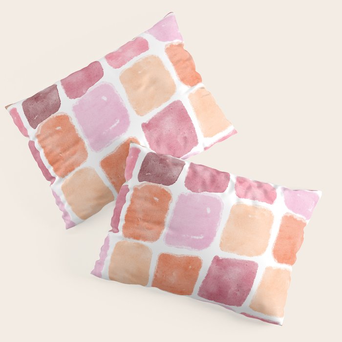 Watercolor Grid Pattern in Warm Pastels Pillow Sham Gallery Image 3