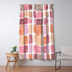 Watercolor Grid Pattern in Warm Pastels Window Curtain Gallery Image 5