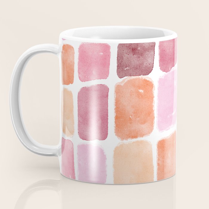 Watercolor Grid Pattern in Warm Pastels Coffee Mug Gallery Image 3