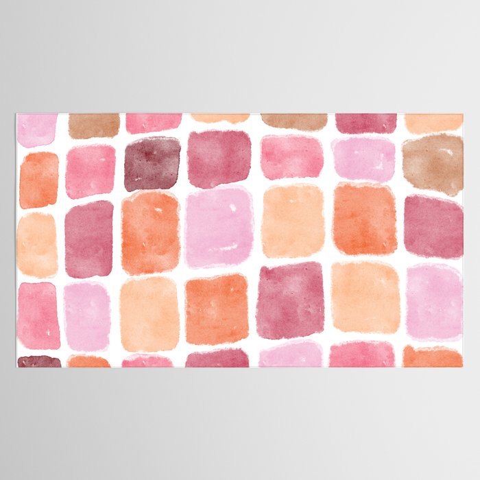 Watercolor Grid Pattern in Warm Pastels Tablecloth Gallery Image 2