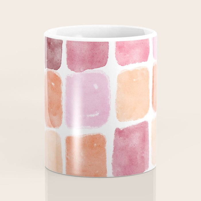 Watercolor Grid Pattern in Warm Pastels Coffee Mug Gallery Image 4