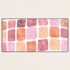 Watercolor Grid Pattern in Warm Pastels Desk Mat Gallery Image 3