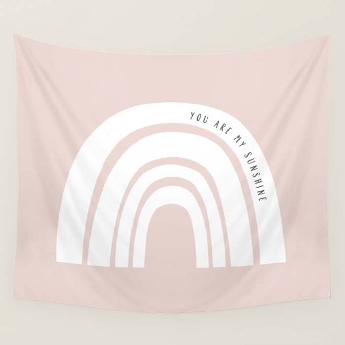 Boho Pink Rainbow - Pink & White Rainbow Pattern - Kids Rainbow Nursery Wall Tapestry Gallery Image 4