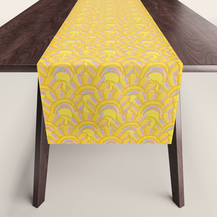 Art Deco Shells in Gold & Orange Table Runner Gallery Image 1