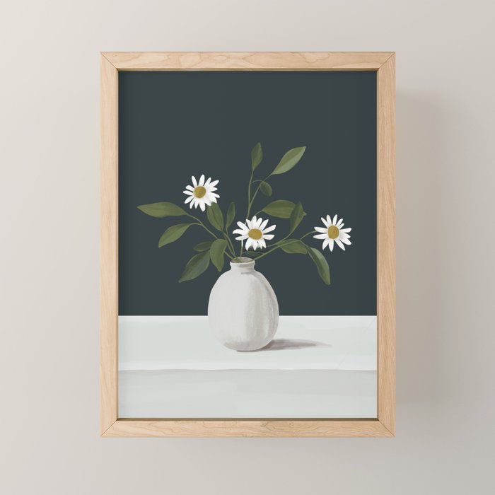 Minimalist Daisy Flowers 2 Mini Art Print Gallery Image 1