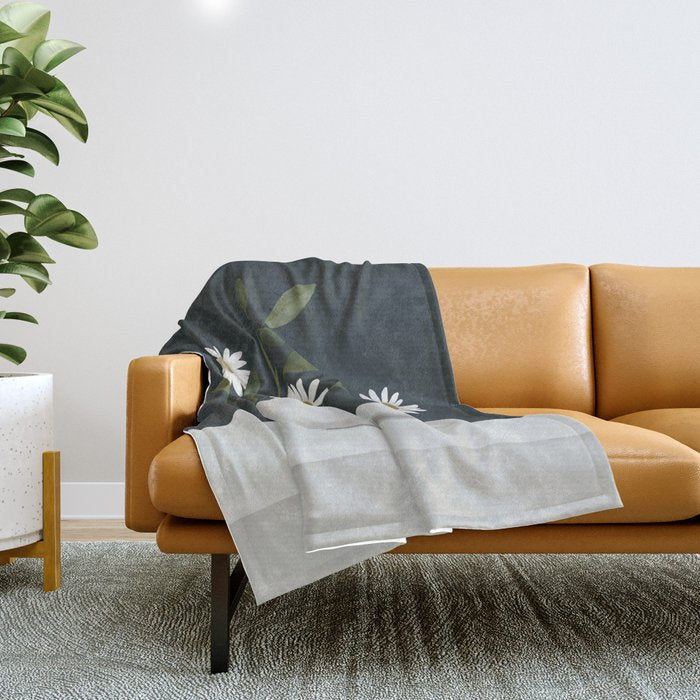 Minimalist Daisy Flowers 2 Throw Blanket Gallery Image 1