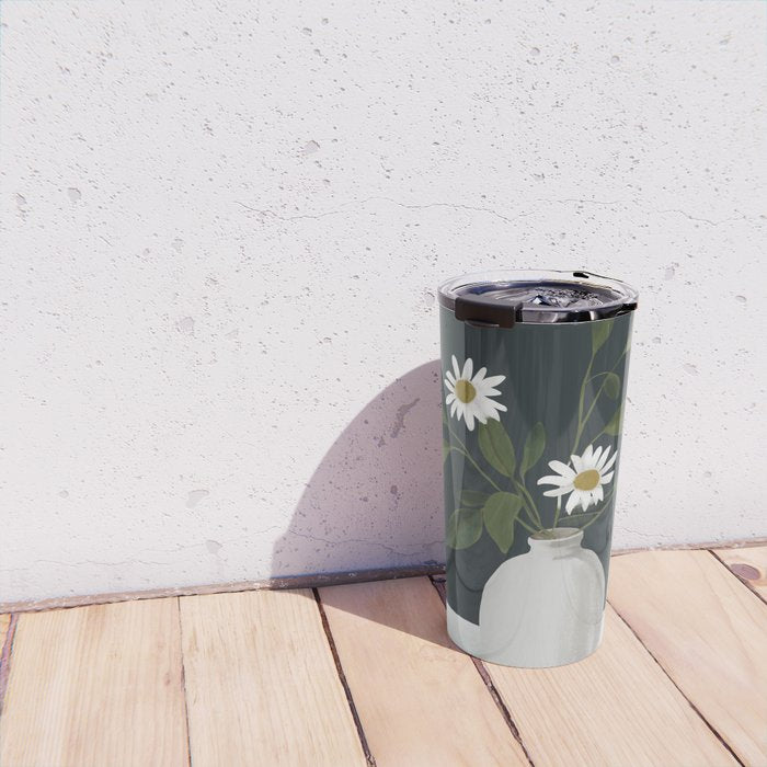 Minimalist Daisy Flowers 2 Travel Mug Gallery Image 4