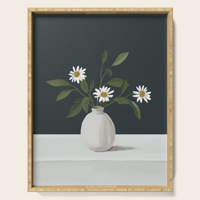 Minimalist Daisy Flowers 2 Serving Tray Gallery Image 1